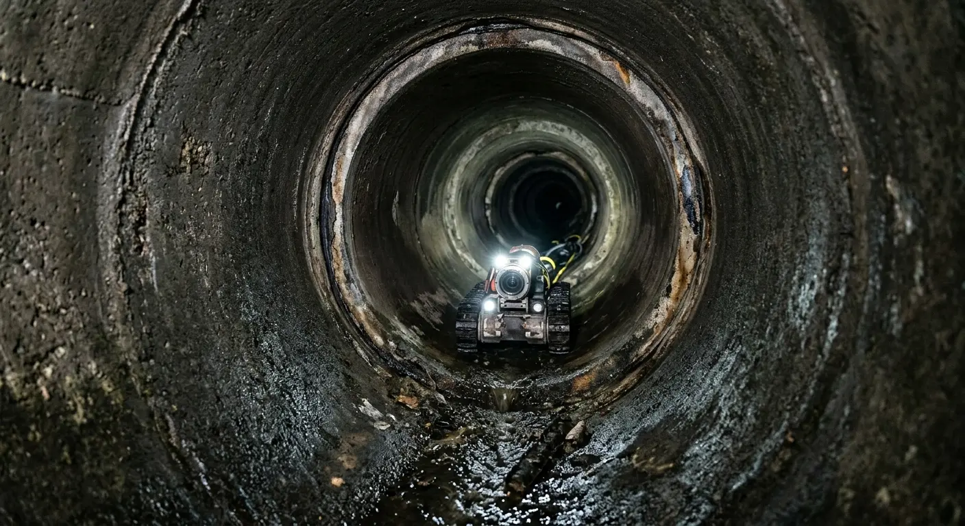 Robotic sewer camera inspecting pipe interior for Sewer Line Repair in Vienna